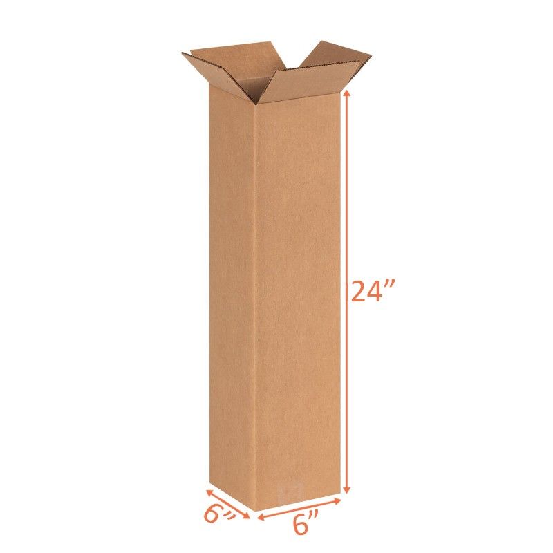 6x6x24 Size Shipping and Packing Box Corrugated